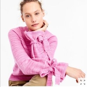 J. Crew Collection Marled Pink Tie-Sleeve Wool Alpaca-blend Sweater - Size S